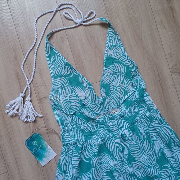True Destinations Light Teal Tropical Resort Dress NWT S - Picture 4 of 10